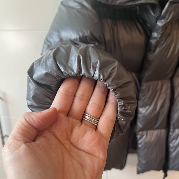 Massimo Dutti Down Puffer Coat in Silver Grey Metallic Size M - Picture 5 of 17